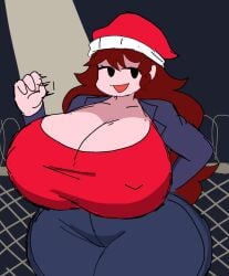 1female 1girls ass_bigger_than_head big_ass big_breasts breasts_bigger_than_head female_only friday_night_funkin friday_night_funkin_mod girlfriend_(friday_night_funkin) handjob_gesture hypnos_lullaby looking_away lullaby_girlfriend_(fnf) masturbation_gesture momiji_(artist) night night_sky