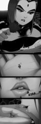 1boy 1girls beast_boy black_and_white dc_comics female garfield_logan giantess male rachel_roth raven_(dc) ravenravenraven teen_titans warner_brothers