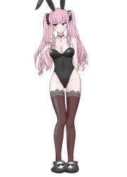 1girls 711pan adult adult_female bare_arms bare_chest bare_hands bare_hips bare_shoulders bare_skin bare_thighs belly belly_button black_bunny_ears black_bunnygirl_costume black_bunnysuit black_hairband black_leggings black_legwear black_leotard black_stockings black_thigh_highs black_thighhighs black_topwear blunt_bangs breasts bunny_ears bunnygirl bunnygirl_outfit calves cleavage collarbone exposed_arms exposed_chest exposed_hips exposed_shoulders exposed_skin exposed_thighs feet female female_focus female_only fingers full_body groin hair_between_eyes hair_tie hairband high_resolution highres hololive hourglass_figure knees lean_figure leggings legs legwear leotard lips long_hair mature mature_female medium_breasts midriff mori_calliope narrow_waist navel necklace over-kneehighs parted_bangs pink_eyebrows pink_eyes pink_eyes_female pink_hair pink_hair_female scrunchie shoulders simple_background slender_body slender_waist slim_waist slippers solo standing stockings thigh_gap thigh_highs thighhighs thighs topwear twintails twintails_(hairstyle) wavy_hair white_background wide_hips