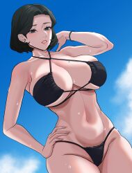 1girls abc aged_up biki bikini bikini_bottom bikini_top breasts female female_human fit_female hourglass_figure huge_breasts human large_breasts light-skinned_female light_skin mature_female navel reality_quest siyeon_(reality_quest) slim_waist thick_thighs webtoon webtoon_waifu wide_hips