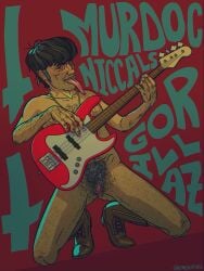 balls bass_guitar body_hair boots_only cock cuntboy cuntboy_focus cuntboy_only emetofiles english_text foreskin gorillaz intersex large_balls long_tongue murdoc_niccals olive_skin painted_nails penis pubic_hair saggy_pussy uncircumcised uncut wrinkles