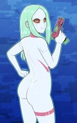 1girls angry angry_expression angry_face ass ass_view butt casual cyberpunk:_edgerunners cyberpunk_2077 dat_ass dat_butt female female_focus female_only firearm gun handgun human long_hair looking_back naked naked_female nude nude_female pale_skin rebecca_(edgerunners) smoke solo solo_female solo_focus walkingdeadmann weapon