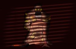 age_difference chest_hair classic_heavy dub-fortress eye_bags gilf glowing grey_hair medic_(team_fortress_2) middle_aged_male muscular_male nude older_male scars sideburns size_difference team_fortress_2