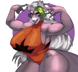 anthro athletic_female big_breasts five_nights_at_freddy's five_nights_at_freddy's:_security_breach huge_breasts muscular_arms quattrant roxanne_wolf_(fnaf)