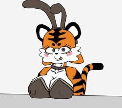 2-ban_(artist) 3d 3d_model :p animal_ears balls big_ass big_balls big_breasts big_penis blush chubby clothes nipples_visible_through_clothing oc orange_fur tagme taiga_stripes_(2-ban) tiger tiger_ears tiger_girl tiger_print tiger_tail