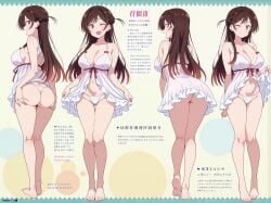 2girls ai_generated arms_behind_back ass babydoll back bangs bare_shoulders barefoot blush bow braid breasts brown_eyes brown_hair character_sheet cleavage feet from_behind full_body half_updo highleg_panties kanojo_okarishimasu kneepits large_breasts lingerie long_hair looking_at_viewer looking_back medium_breasts mizuhara_chizuru multiple_girls multiple_views navel one_eye_closed one_side_up open_mouth panties phibsai side-tie_panties sideboob smile soles standing stomach string_panties thighs thong underwear white_panties