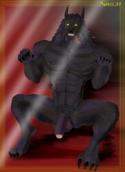 absurd_res anthro balls big_penis black_body black_fur canid canine feral fur genitals hi_res human humanoid machki12_ka male mammal mythological_canine mythological_creature mythology nude penis solo teeth van_helsing werecanid werecanine werecreature werewolf yellow_eyes