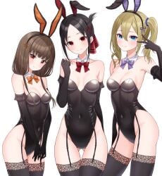 arm_gloves armpits artist_request ass_visible_through_thighs bare_armpits bare_arms bare_chest bare_hips bare_shoulders bare_skin bare_thighs belly_button black_arm_gloves black_bunny_ears black_bunnygirl_costume black_bunnysuit black_elbow_gloves black_garter_straps black_hair black_hair_female black_hairband black_leggings black_legwear black_leotard black_over-kneehighs black_stockings black_thigh_highs black_thighhighs black_topwear blonde_eyebrows blonde_female blonde_hair blonde_hair_female blue_eyes blue_eyes_female bowtie breasts brown_eyebrows brown_eyes brown_eyes_female brown_hair brown_hair_female bunny_ears bunny_tail bunnygirl bunnygirl_outfit busty busty_female busty_teen cleavage collar collarbone curvaceous curvaceous_body curvaceous_female curvaceous_figure curvaceous_hips curvaceous_teen curvaceous_thighs curvy curvy_body curvy_female curvy_figure curvy_hips curvy_teen curvy_thighs elbow_gloves elbows exposed_armpits exposed_arms exposed_chest exposed_hips exposed_shoulders exposed_skin exposed_thighs female female_focus female_only fingers garter_straps groin hair_between_eyes hair_ribbon hair_tie hairband hayasaka_ai high_resolution high_school_student highres hiiragi_kei hourglass_figure iino_miko kaguya-sama_wa_kokurasetai_~tensai-tachi_no_renai_zunousen~ lace_stockings lace_thighhighs lean_figure leggings legwear leotard long_hair looking_at_viewer medium_breasts narrow_waist navel orange_bowtie over-kneehighs parted_bangs peace_siginggloves ponytail purple_bowtie red_bowtie red_eyes red_eyes_female red_hair_ribbon red_hair_tie red_ribbon ribbon school_girl school_girls shinomiya_kaguya shoulders side_ponytail sidelocks sign simple_background slender_body slender_waist slim_waist small_breasts standing stockings teen_girl teenage_girl teenage_girls teenager thick_thighs thigh_gap thigh_highs thighhighs thighs topwear twintails twintails_(hairstyle) upper_body v v_sign white_background white_collar white_wrist_cuffs wide_hips wrist_cuffs young_female young_woman