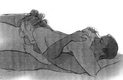 1boy1girl 69 69_position black_and_white blowjob cunnilingus erodremus female female_on_top finn_(star_wars) hands_on_ass interracial male male/female oral rey_(star_wars) star_wars sweat