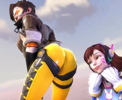 2girls 3d animated ass ass_awe ass_focus batesz big_breasts bouncing_ass bouncing_breasts cameltoe cleavage clouds curvy d.va erect_nipples female huge_areolae huge_ass looking_at_ass no_sound overwatch puffy_nipples short_hair thick_lips tracer video voluptuous whisker_markings wide_hips yuri