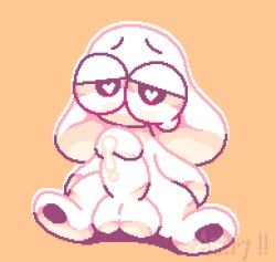 ambiguous_gender anthro astryphied big_penis bodily_fluids cum genital_fluids genitals heart_eyes heart_symbol hi_res lagomorph leporid mammal penis rabbit solo tagme tears