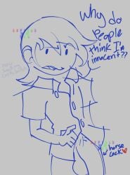 1boy big_penis eddsworld expiredwmbag jon_(eddsworld) limp_penis mullet_(hairstyle) sketch standing text_bubble