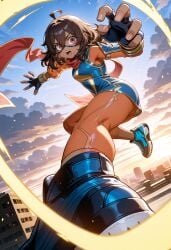 ai_generated brown_eyes brown_hair brown_skin brown_skinned_female building buildings female kamala_khan marvel marvel_comics marvel_tokon:_fighting_souls ms._marvel ms._marvel_(kamala_khan) muslim muslim_female outdoors outside pakistani pakistani_female sky sunshine superhero superheroine