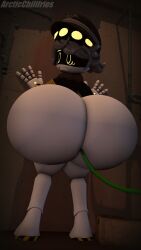 arcticchilifries bubble_ass bubble_butt cutie femboy glitch_productions inflated_ass inflation inflation_fetish murder_drones n_(murder_drones) standing_up tube_in_ass worried worried_expression