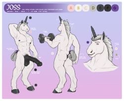 animal_genitalia animal_penis anthro anus balls border english_text equid equine equine_genitalia equine_penis exercise genitals hi_res homogenousrule hooves horn horse joss_halifax male mammal model_sheet muscular muscular_anthro muscular_male mythological_creature mythological_equine mythology nude_male penis solo standing text unicorn unicorn_horn weightlifting white_border workout