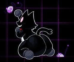 1boy 2025 2ambiguous ass blush blushing bottom_heavy bowtie completely_nude_male deltarune deltarune_chapter_3 facing_away gay gay_male grid_background male maus_(deltarune) microphone mike_(deltarune) naked naked_male nude nude_male submissive submissive_male sweatdrop tagme trio zlut385