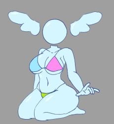 1girls bikini breasts deltarune female female_focus female_only gray_background tagme tagme_(artist) the_angel_(deltarune) white_body