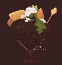 1girls big_ass big_belly breast_penetration brown_body brown_skin chubby chubby_female cookie disembodied_penis fat fat_girl female female_focus food food_tf food_transformation green_eyes green_hair hyper hyper_belly ice ice_cream ice_cream_tf liquefaction makeup melting nipple_insertion nipple_penetration nipples original original_character penis solo_focus tit_penetration transformation yumi_mi