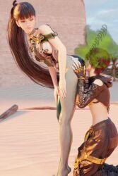ass ass_grab ass_sniffing ass_worship blender butt_sniffing butt_worship clothed desert eve_(stellar_blade) fart fart_cloud fart_fetish farting female/female lily_artemis_ii long_ponytail on_knees short_hair stellar_blade theblendertaper tight_clothing worship