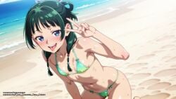 ai_female ai_generated bikini blue_eyes breasts color colored female green_hair hell-pantsu hi_res kusuriya_no_hitorigoto maomao_(kusuriya_no_hitorigoto) the_apothecary_diaries