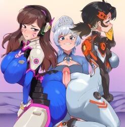 d.va futa_on_female light-skinned_female light-skinned_futanari marvel_rivals overwatch peni_parker rwby someone19912 weiss_schnee
