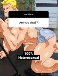 1boy 2d 2d_(artwork) arched_back artist_name ass bara blonde_hair blue_eyes english_text fortnite fortnite:_battle_royale hand_on_floor holding_object holding_phone jonesy_(fortnite) light-skinned_male light_skin male male_only maloba meme meme_reference muscular muscular_male no_visible_genitalia on_knees question selfie solo solo_focus solo_male sweat sweat_stain sweaty sweaty_arms sweaty_ass sweaty_body sweaty_butt sweaty_legs text underwear underwear_only watermark