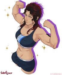 1futa bulge bulge_through_clothing calvin_klein clothed erection erection_under_clothes final_fantasy final_fantasy_xiii futanari muscles oerba_yun_fang_(ff_xiii) posing solo solo_focus sport_shorts sports_bra underwear valentinainat1