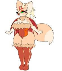 big_breasts blonde_hair boots breasts busty cloak demon female fennec fox furry holidaygirl horns platform_heels witch