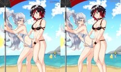 blue_eyes icesticker icestickerart red_hair ruby_rose rwby silver_eyes weiss_schnee white_hair