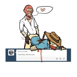 anal anal_sex backstab balaclava bleeding chibi doggy_style gay gay_sex mozumo sleeping_with_enemy sniper_(team_fortress_2) spy_(team_fortress_2) stabbed team_fortress_2 yaoi