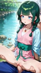 ai_female ai_generated blue_eyes breasts color colored female green_hair hell-pantsu hi_res kusuriya_no_hitorigoto maomao_(kusuriya_no_hitorigoto) penis penis_in_pussy pussy the_apothecary_diaries