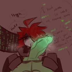 1boy 1girls 1x1x1x1 1x1x1x1_(tr:ud) big_penis blocky_body canon_x_oc crying forced green_penis maddross no_background oral original_character pov_male questionable_consent roblox size_difference speech_bubble straight taker_pov teary_eyes the_robloxia:_until_dawn throbbing_penis