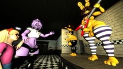3d_(artwork) animatronic bear digital_media_(artwork) electronics elizabeth_afton_(fnaf) exposure_to_minor female five_nights_at_freddy's fredbear_(fnaf) furrypornenjoyer group guitar hand_holding hi_res holding_guitar holding_microphone holding_musical_instrument holding_object human lagomorph leporid machine male mammal microphone musical_instrument plucked_string_instrument rabbit robot scottgames source_filmmaker_(artwork) spring_bonnie_(fnaf) string_instrument william_afton_(fnaf)