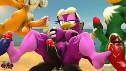 1girls 3d 3d_(artwork) 5boys anthro anus areolae avian big_breasts black_fur blue_eyes blue_fur breast_grab breasts canine echidna eulipotyphlan faceless_male female footjob glasses green_feathers grey-yordle handjob jet_the_hawk kabalmystic_(style) knuckles_the_echidna male male/female miles_prower miles_tails_prower nipples nude nude_female penis purple_feathers pussy red_fur shadow_the_hedgehog sonic_(series) sonic_the_hedgehog tails_the_fox wave wave_the_swallow yellow_fur