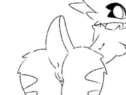alien anthro ass big_butt big_eyes collar female flashing fluffy genitals lumari raised_hips raised_tail rear_view short_tail solo sotu tail thick_thighs vulva