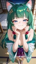 ai_female ai_generated blue_eyes breasts color colored female green_hair hell-pantsu hi_res kusuriya_no_hitorigoto maomao_(kusuriya_no_hitorigoto) the_apothecary_diaries
