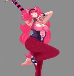 animal_ears animal_tail big_ass big_breasts big_butt big_thighs big_titties clothing curvaceous curvaceous_female curvaceous_figure curvy curvy_figure curvy_hips female female_focus female_only long_hair mulyshav original original_character pink_hair thigh_highs vtuber