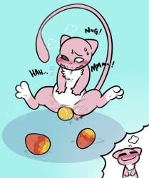 anthro blush bodily_fluids breath chest_tuft closed_eyes cloud_emanata daydream drooling eclairscollection egg emanata female floating generation_1_pokemon genital_fluids genitals hand_on_belly legendary_pokemon mallow_(some_nerd) mew mew_(pokemon) nintendo one_eye_closed oviposition panting pokemon pokemon_(species) pregnant pregnant_female pussy pussy_juice_on_egg saliva semi-anthro solo spread_legs spreading sweat sweatdrop tuft vaginal_fluids vulva