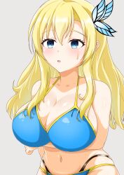 1girls arm_under_breasts big_ass bikini blonde_hair blue_bikini blue_eyes boku_wa_tomodachi_ga_sukunai breasts busty cleavage female female_only highres huge_breasts kashiwazaki_sena large_breasts legs long_hair navel open_mouth pose posing sena_kashiwazaki solo sweatdrop swimsuit tagme thighs thong_bikini voluptuous