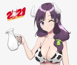 1girls 711pan big_breasts bikini bikini_only bikini_top breasts busty busty_female busty_girl cleavage closed_mouth_smile collarbone eye_closed female female_focus female_only fingers halterneck high_resolution highres horn horns large_breasts lean_figure lips long_hair looking_at_viewer narrow_waist one_eye_closed one_eye_open original original_art original_artwork original_character parted_bangs plump_breasts purple_eyebrows purple_eyes purple_eyes_female purple_hair purple_hair_female shoulders simple_background slender_body slender_waist slim_waist smile smiley_face smiling smiling_at_viewer smirk solo standing string_bikini swimsuit swimwear upper_body white_background wink winking winking_at_viewer winking_eye