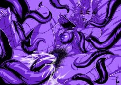 1girls 4_eyes anal anal_sex areolae ass bent_legs black_lipstick black_sclera breasts consensual_tentacles cum cum_in_ass cum_in_pussy cum_inside demon demon_girl demon_horns double_penetration ear_chain ear_piercing eyelashes feet female female_only freckles game_console gaming_while_penetrated hairy_pussy horns inverted_nipples legs_apart lying lying_on_back multi_eye nipple_rings nipples nose_piercing nude nude_female penetration playing_videogame pubic_hair purple_areola purple_background pussy red_eyes shaved_side solo stitches stomach_bulge tentacle tentacle_around_arm tentacle_around_breast tentacle_in_ass tentacle_in_pussy tentacle_sex tentacles_around_legs thick_thighs turtlechan vaginal_penetration very_high_resolution
