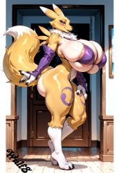 ai_art ai_generated anthro bikini breasts cleavage curvy digimon female furry huge_ass huge_breasts huge_butt huge_thighs renamon seductive seductive_body seductive_eyes seductive_look seductive_smile sexy sexy_pose shiny_skin solo summer sweaty tail_up thick_thighs very_large_breasts voluptuous wulf8