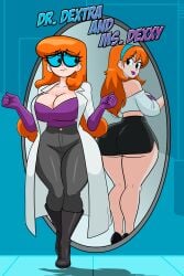 breasts cleavage dexter dexter's_laboratory dextra female gender_transformation glasses hair_growth huge_ass huge_breasts leotard lip_expansion mtf_transformation thick_thighs thigh_expansion transformation wide_hips zurc014 mirror mirror_reflection implied_transformation