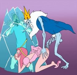 2d 2d_animation adventure_time anal_sex animated ass balls beard_stubble blue_body blue_penis breasts crown finn_the_human frozen gif hard_cock hardcore huge_cock ice_king male mnogobatko older_male penetration penis pink_skin princess_bubblegum testicles veiny_penis
