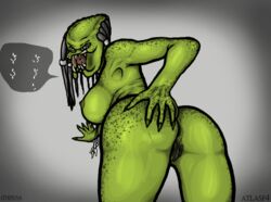 alien angry anthro anus ass atlasf4 big_breasts bone breasts claws clitoris curves dialogue dreadlocks erect_nipples female female_yautja green_skin heart jewelry larger_female love muscular muscular_female necklace nipples nude open_mouth predator_(franchise) presenting presenting_hindquarters presenting_pussy pubes pussy seductive sex size_difference solo teeth text yautja