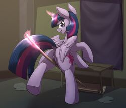 2016 alicorn anus ass broom crotch_rub cutie_mark dock equine feathered_wings feathers female feral friendship_is_magic glowing grinding hair hi_res horn levitation looking_at_viewer looking_back magic mammal my_little_pony open_mouth otakuap purple_eyes pussy pussy_juice saliva solo twilight_sparkle_(mlp) vaginal_penetration wings