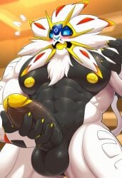 ai_generated anthro blush male male_only nintendo nipples novelai penis pokemon pokemon_(species) self_upload solgaleo weedvee420