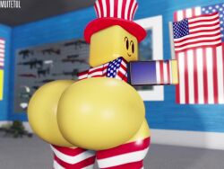 1ambiguous 3d 3d_animation ambiguous_gender american_flag animated ass ass ass_focus big_ass big_butt bubble_butt cube_head enormous_ass fourth_of_july guns huge_ass huge_butt looping_animation muitetul no_sound qooby roblox robloxian tagme twerking video
