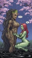 , ,female_groot, ai_generated dc_comics groot lesbians, marvel poison_ivy,