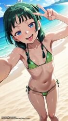 ai_female ai_generated bikini blue_eyes breasts color colored female green_hair hell-pantsu hi_res kusuriya_no_hitorigoto maomao_(kusuriya_no_hitorigoto) the_apothecary_diaries